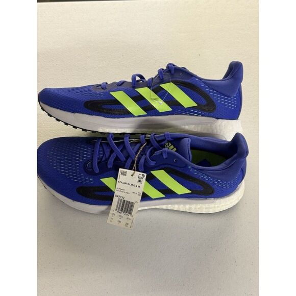 Adidas Solar Glide 4 Running Shoes Men Size 11 Blue Neon Green